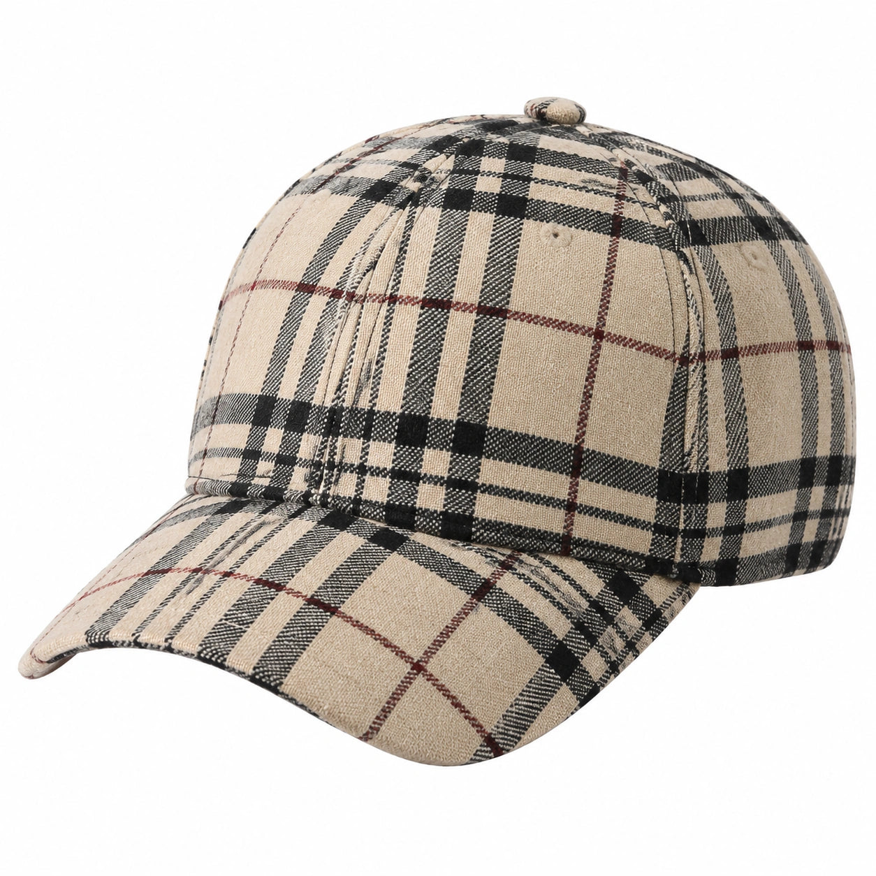 Baseballkappe Einheitsgröße aus Textil mit Karomuster beige schwarz rot