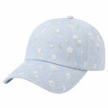 Baseballkappe Einheitsgröße aus Textil Hellblau mit Blumenstickerei und gebogenem Schirm
