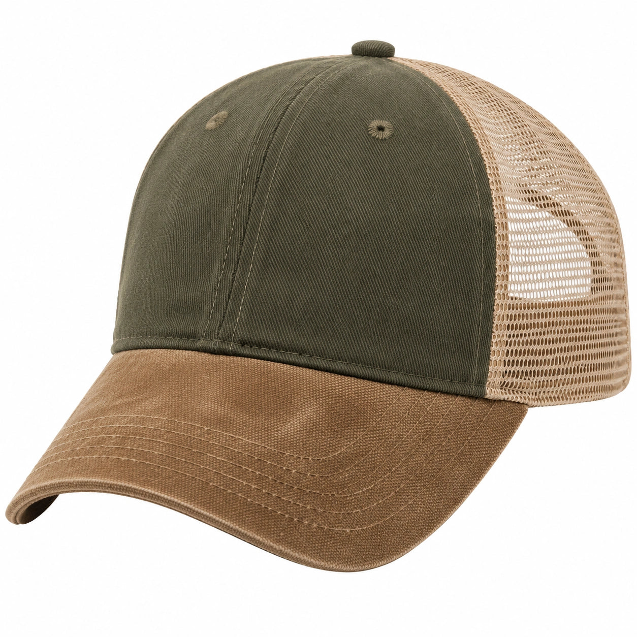Trucker-Cap Einheitsgröße Textil Olivbraun mit Mesh für Freizeit