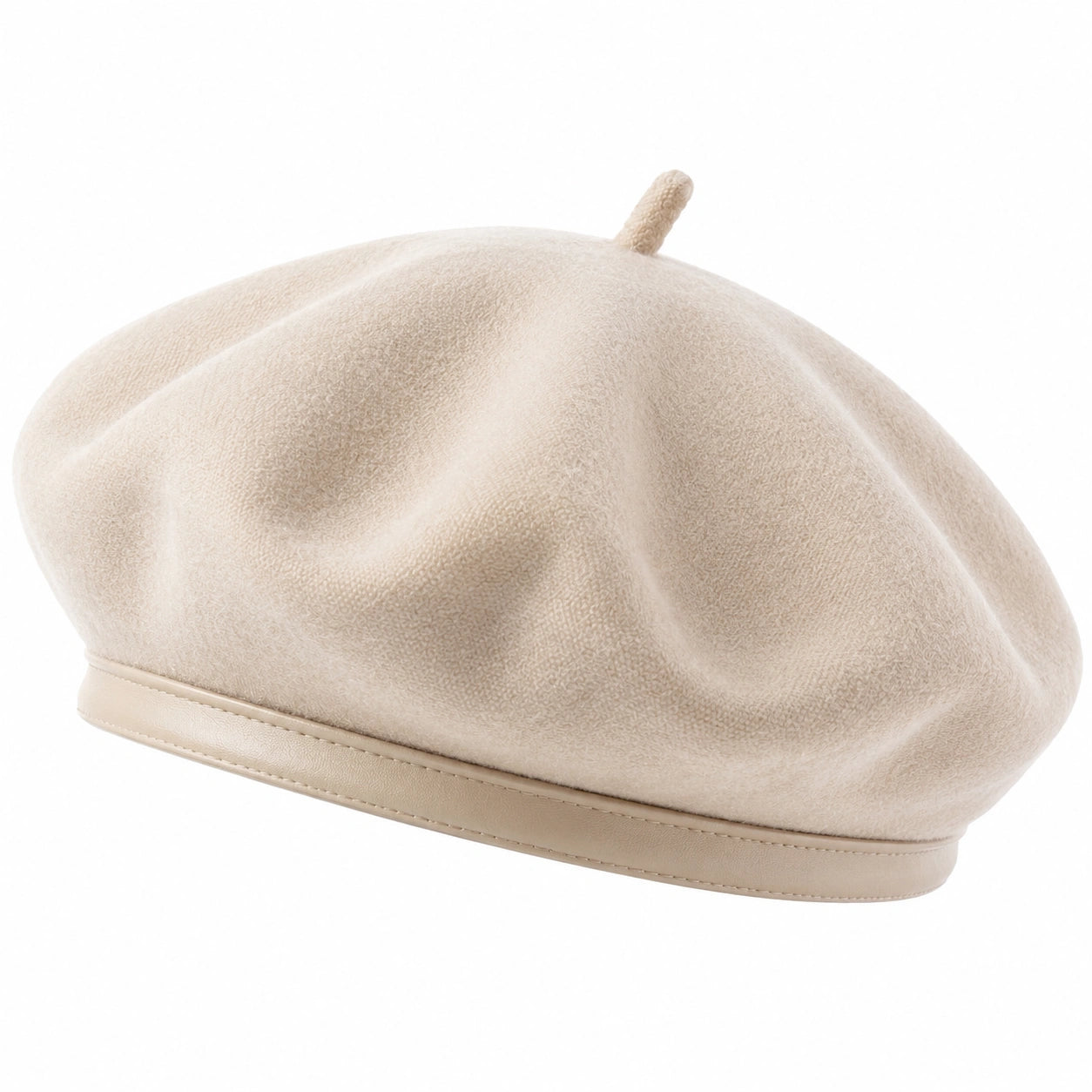 Baskenmütze Einheitsgröße aus Velours in Beige für Damen mit weicher Oberfläche