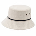 Bucket Hat Einheitsgröße aus Bouclé-Textil in Creme mit schwarzem Band