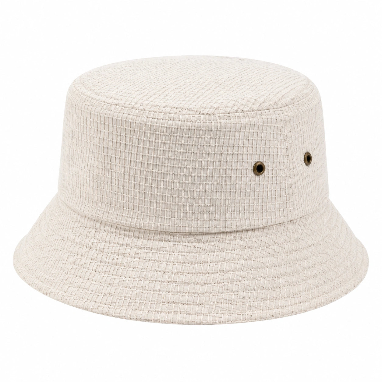 Fischerhut Einheitsgröße aus Textil in Creme mit Belüftungsösen