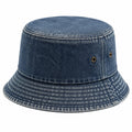 Bucket Hat Einheitsgröße aus blauem Denimstoff mit Ösen