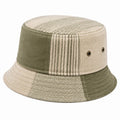 Bucket Hat Einheitsgröße aus Baumwollgewebe in Olivgrün und Beige mit Patchworkmuster