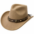 Cowboyhut Einheitsgröße Beige geflochtenes Material mit Zierband für Freizeit