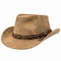 Cowboyhut Einheitsgröße Braun lederähnliche Optik mit geflochtenem Hutband im Westernstil