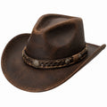 Cowboyhut Einheitsgröße braun in Lederoptik für Freizeit im Westernstil
