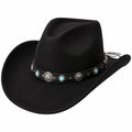 Cowboyhut Einheitsgröße schwarze Textiloberfläche mit Schmuckband im Westernstil