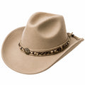 Cowboyhut Einheitsgröße in Beige mit Veloursoptik und Zierband