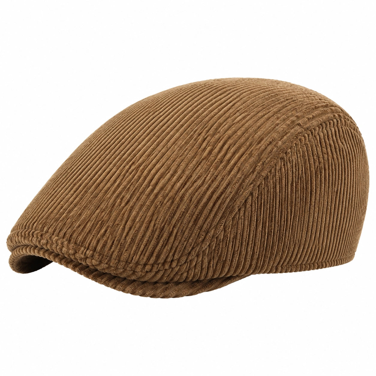 Schiebermütze Einheitsgröße aus Cord Braun für Alltag im Retro-Stil
