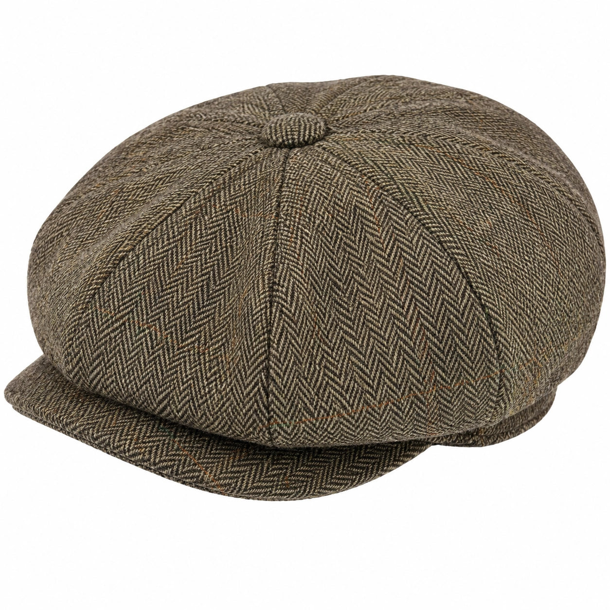 Schiebermütze Einheitsgröße Braun Beige mit Fischgrätmuster im klassischen Stil