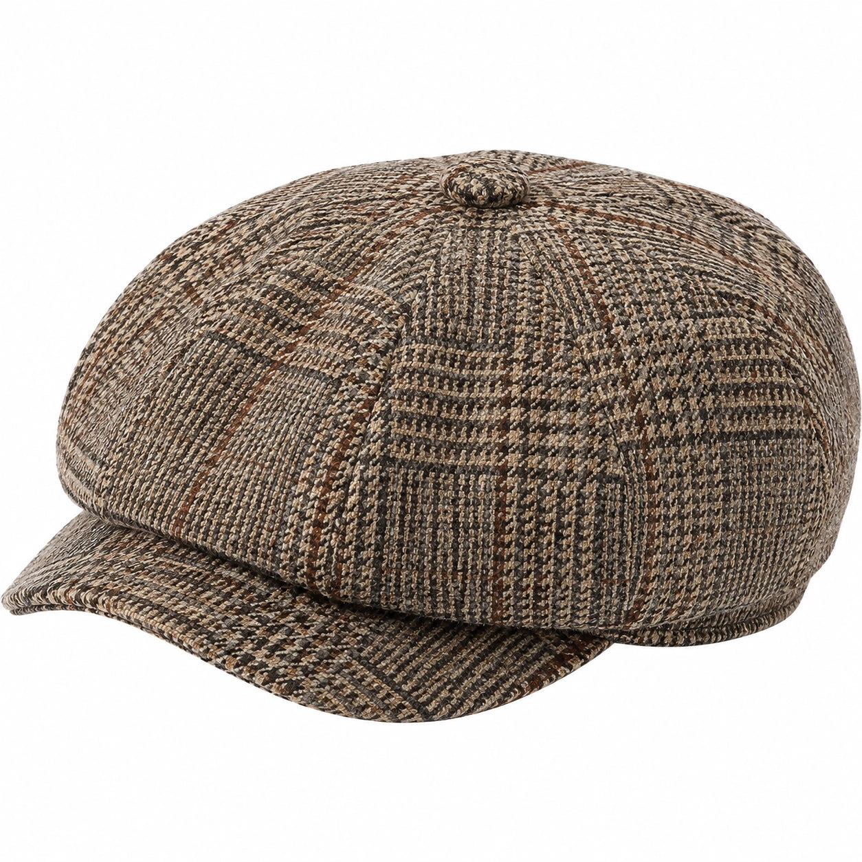 Schirmmütze Einheitsgröße aus Textilgewebe Braun Beige kariert im klassischen Stil