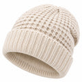 Strickmütze Einheitsgröße aus Strickmaterial Creme mit Umschlag