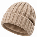 Strickmütze Einheitsgröße Beige mit weichem Innenfutter für Damen und Herren