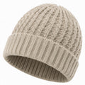 Strickmütze Einheitsgröße Beige mit Umschlag für Alltag
