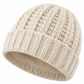 Strickmütze Einheitsgröße Creme mit weichem Futter für Damen und Herren