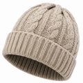 Strickmütze Einheitsgröße Beige mit Zopfmuster wärmend