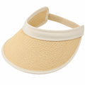 Sonnenblende Einheitsgröße aus geflochtenem Stroh und Textil in Beige mit elastischem Band