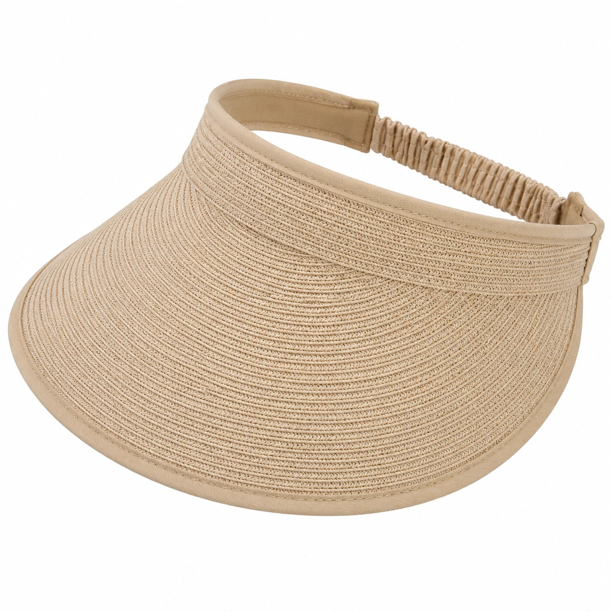 Sonnenvisier Einheitsgröße aus geflochtenem Material in Beige mit elastischem Band